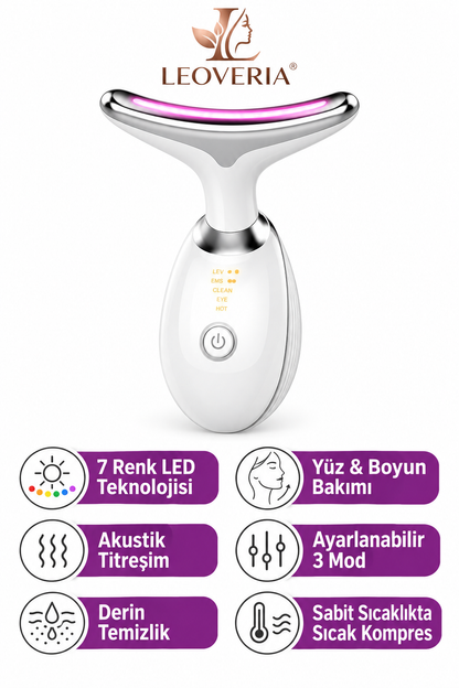 LEOVERIA® 7 Renk LED Işıklı Yüz Masaj Aleti