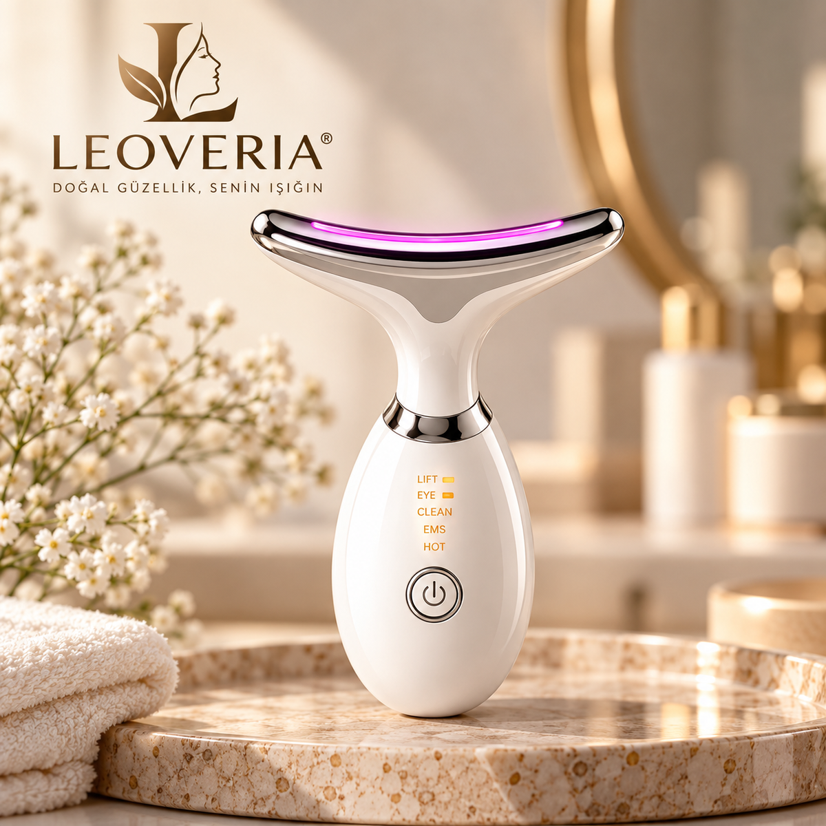 LEOVERIA® 7 Renk LED Işıklı Yüz Masaj Aleti